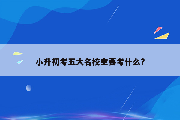 小升初考五大名校主要考什么?