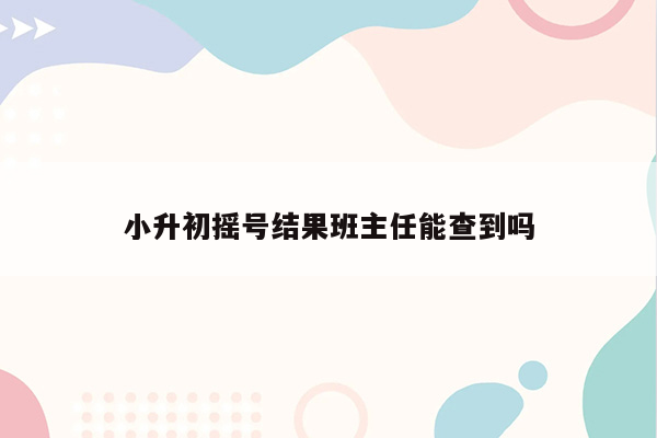 小升初摇号结果班主任能查到吗