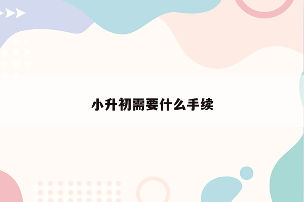 小升初需要什么手续