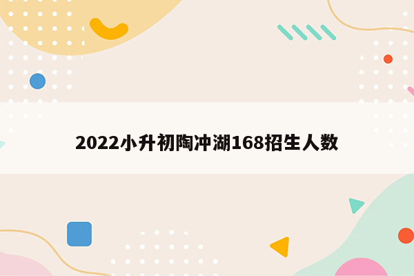 2022小升初陶冲湖168招生人数