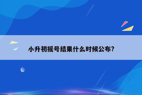 小升初摇号结果什么时候公布?