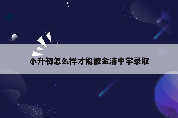 小升初怎么样才能被金浦中学录取