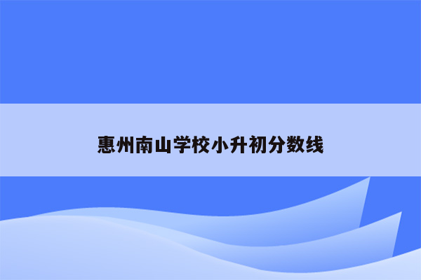 惠州南山学校小升初分数线