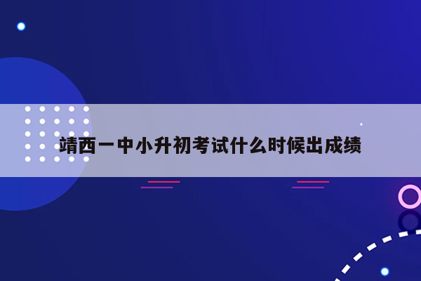 靖西一中小升初考试什么时候出成绩