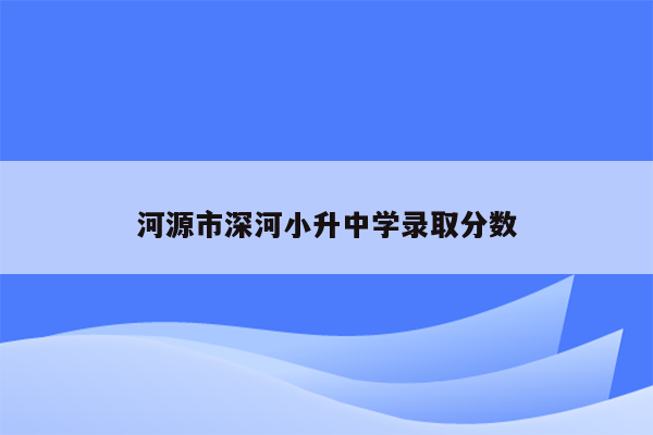 河源市深河小升中学录取分数