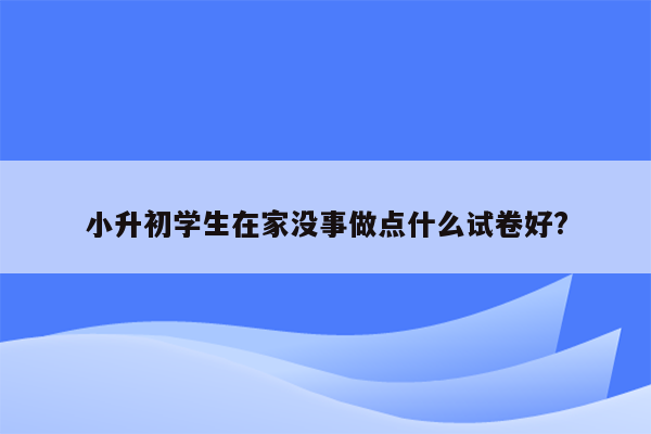 小升初学生在家没事做点什么试卷好?