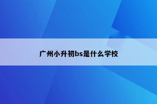 广州小升初bs是什么学校