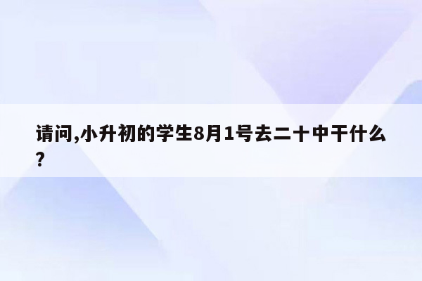 请问,小升初的学生8月1号去二十中干什么?