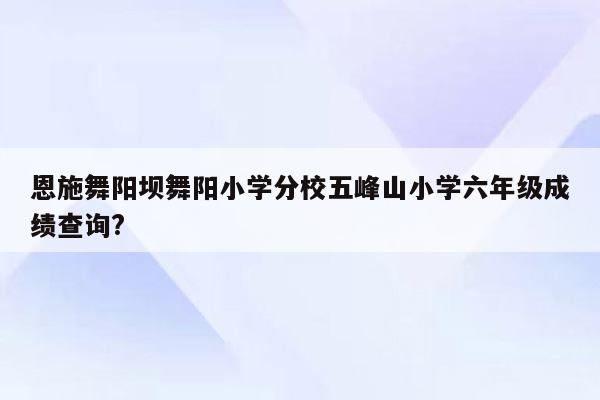 恩施舞阳坝舞阳小学分校五峰山小学六年级成绩查询?