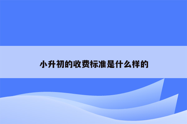 小升初的收费标准是什么样的