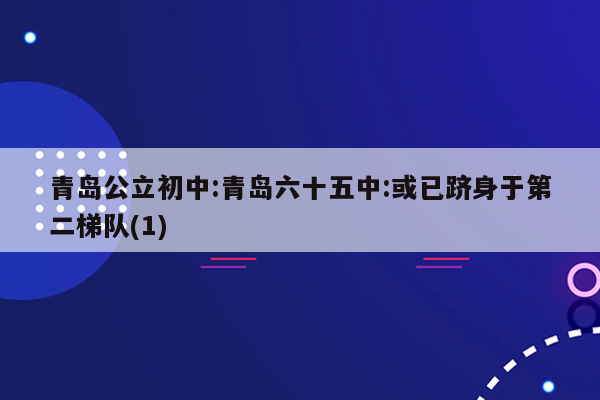 青岛公立初中:青岛六十五中:或已跻身于第二梯队(1)