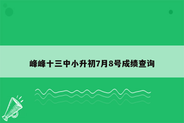 峰峰十三中小升初7月8号成绩查询