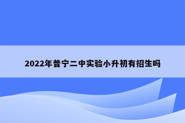 2022年普宁二中实验小升初有招生吗