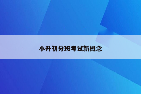 小升初分班考试新概念