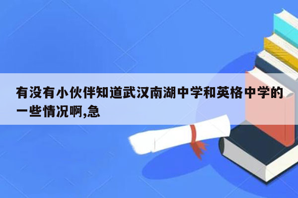 有没有小伙伴知道武汉南湖中学和英格中学的一些情况啊,急