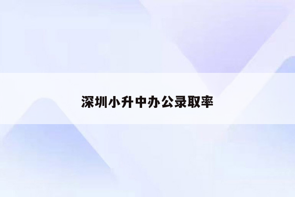 深圳小升中办公录取率