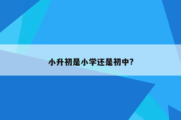 小升初是小学还是初中?