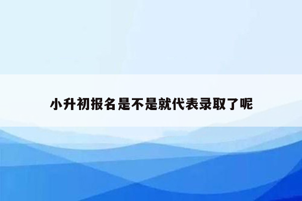 小升初报名是不是就代表录取了呢