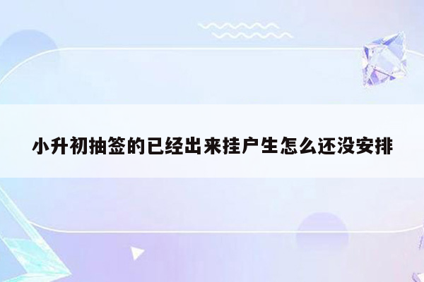 小升初抽签的已经出来挂户生怎么还没安排