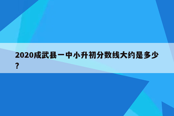 2020成武县一中小升初分数线大约是多少?