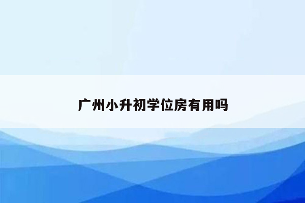 广州小升初学位房有用吗