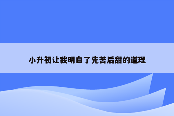 小升初让我明白了先苦后甜的道理