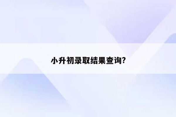 小升初录取结果查询?