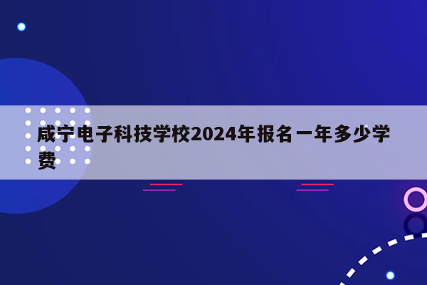 咸宁电子科技学校2024年报名一年多少学费