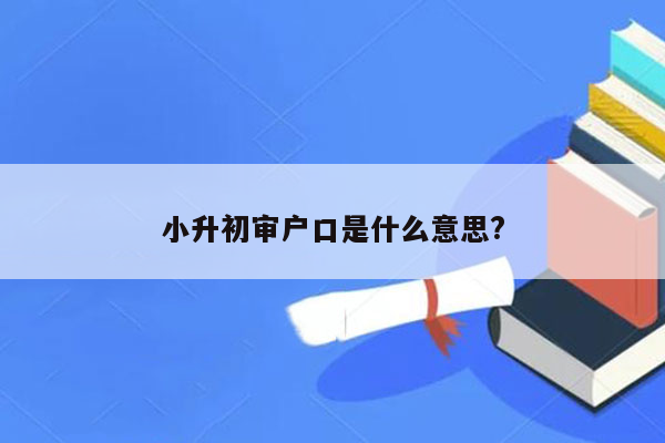 小升初审户口是什么意思?