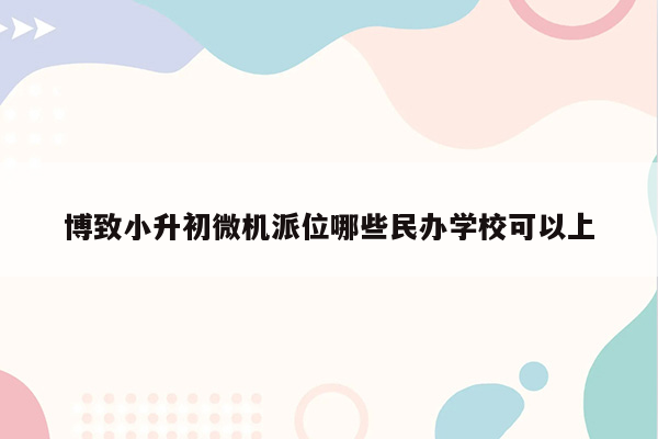 博致小升初微机派位哪些民办学校可以上