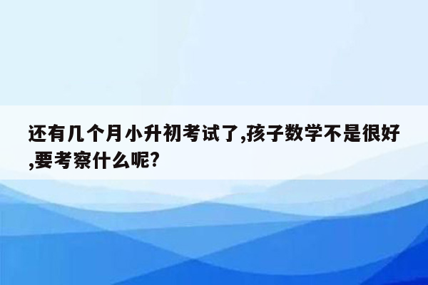 还有几个月小升初考试了,孩子数学不是很好,要考察什么呢?