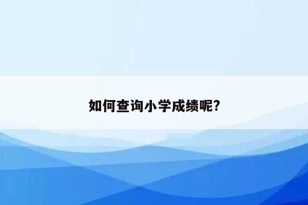 如何查询小学成绩呢?