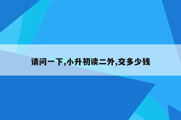 请问一下,小升初读二外,交多少钱