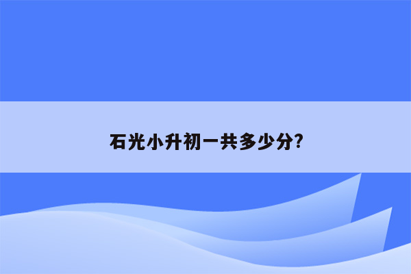 石光小升初一共多少分?