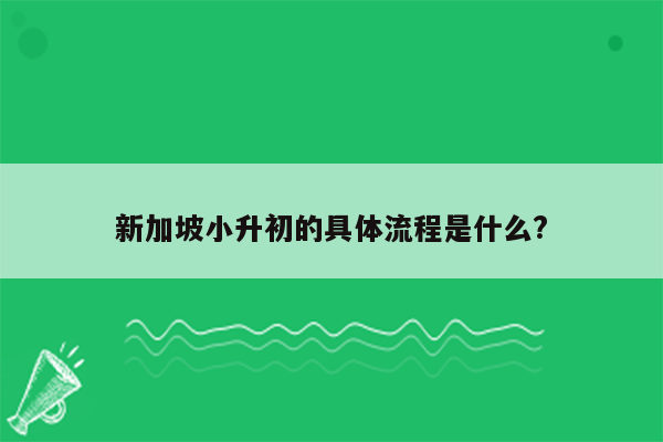 新加坡小升初的具体流程是什么?