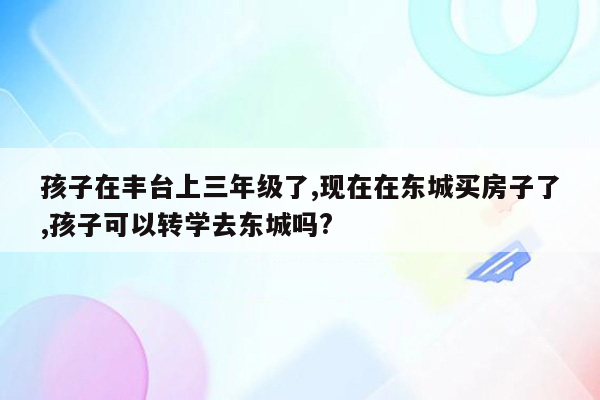 孩子在丰台上三年级了,现在在东城买房子了,孩子可以转学去东城吗?