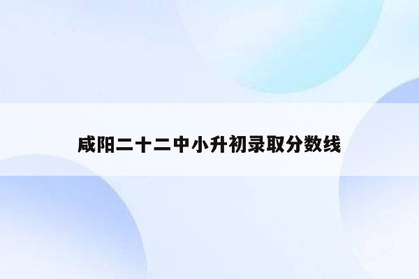 咸阳二十二中小升初录取分数线