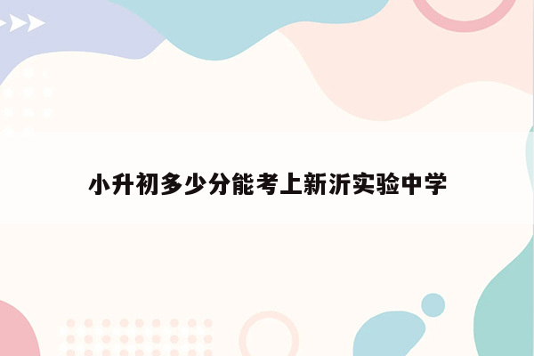 小升初多少分能考上新沂实验中学