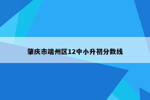 肇庆市端州区12中小升初分数线