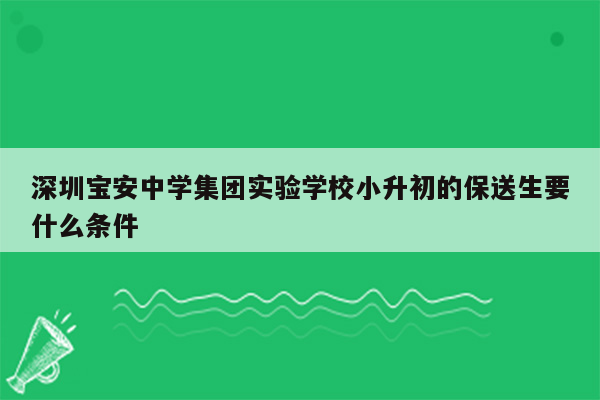 深圳宝安中学集团实验学校小升初的保送生要什么条件