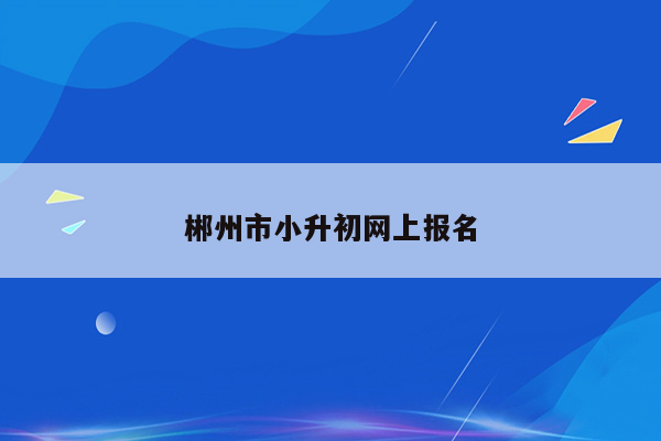 郴州市小升初网上报名