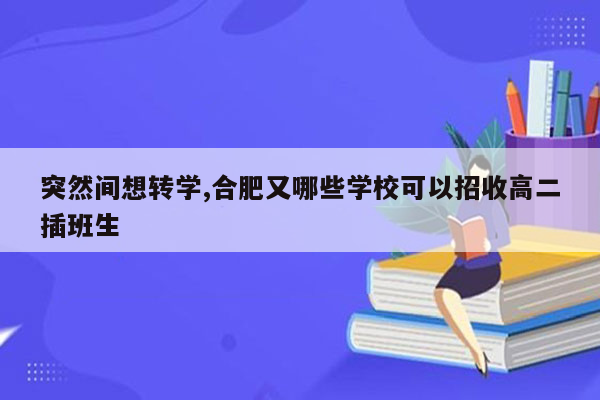 突然间想转学,合肥又哪些学校可以招收高二插班生