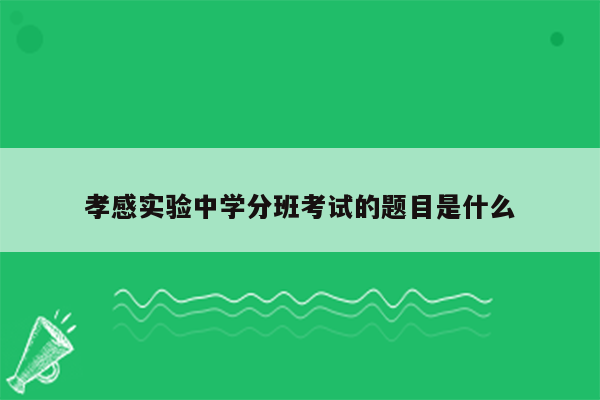 孝感实验中学分班考试的题目是什么