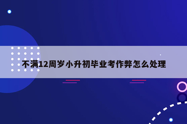 不满12周岁小升初毕业考作弊怎么处理