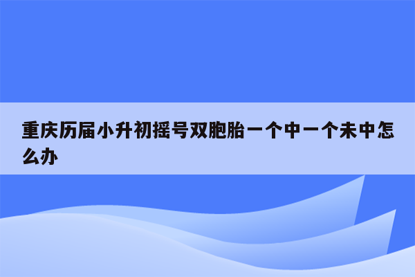 重庆历届小升初摇号双胞胎一个中一个未中怎么办