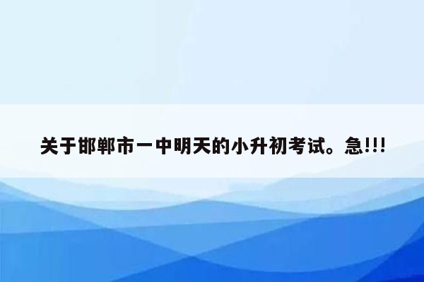 关于邯郸市一中明天的小升初考试。急!!!