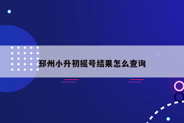 邳州小升初摇号结果怎么查询