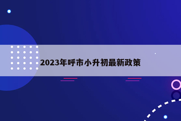 2023年呼市小升初最新政策