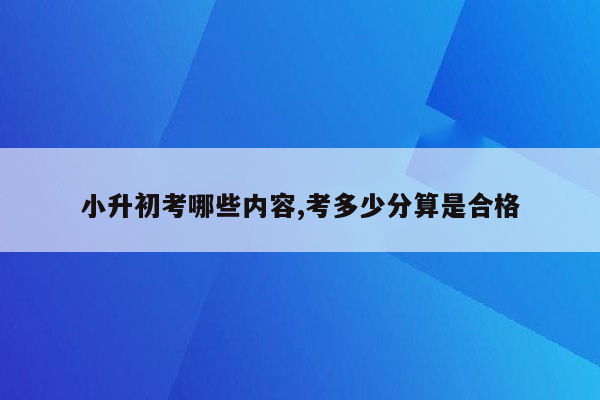 小升初考哪些内容,考多少分算是合格