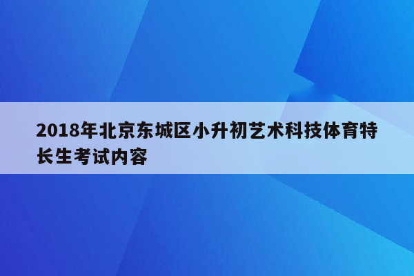 2018年北京东城区小升初艺术科技体育特长生考试内容